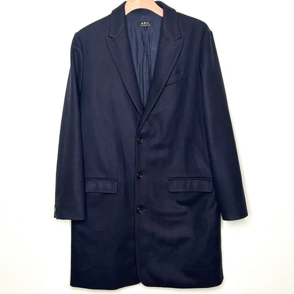 A.P.C. Men's Visconti Coat in Navy Blue Size M - Picture 3 of 9